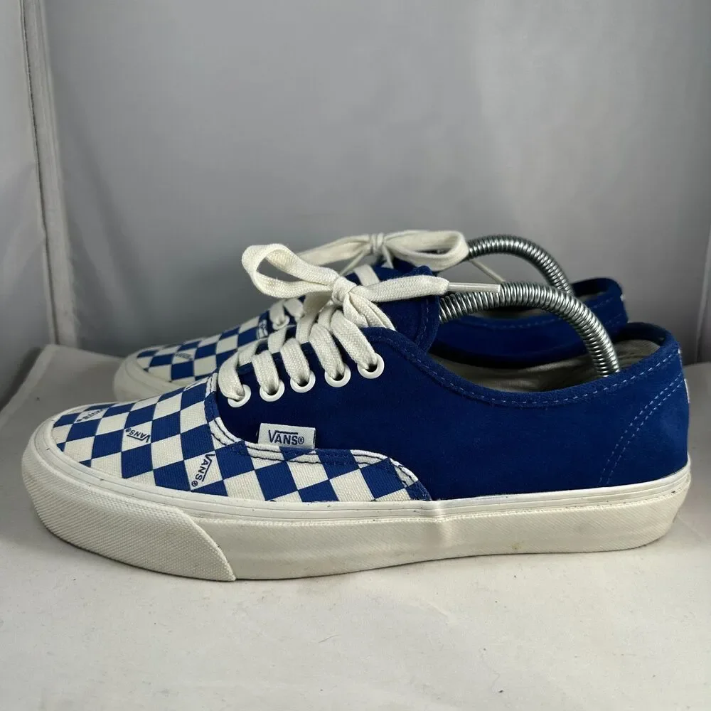 VANS Mens 8.5 OG Authentic LX True Blue Checkerboard Toe Sneaker Skateboarding